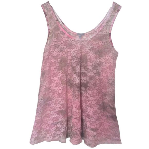 Charlotte Russe Pink Lace Tank Top Y2K Fairy Kidcore Size Medium - Picture 1 of 3
